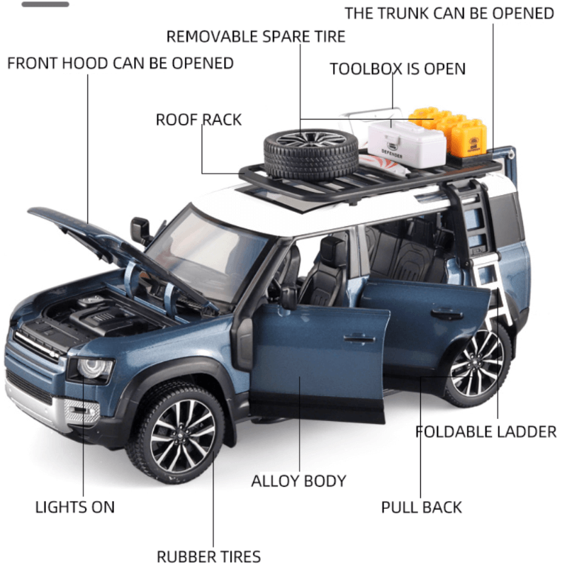 1/24 Scale Land Rover Defender With Tools Die... | Premium Alloy | KAIKAMFUNG