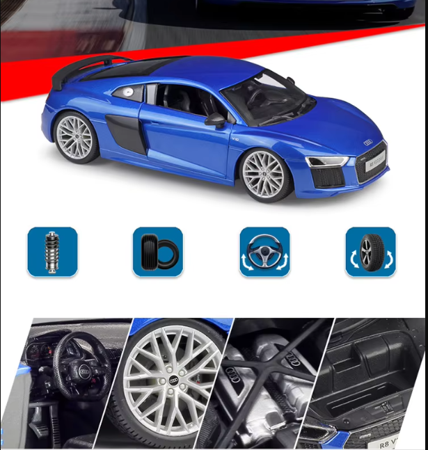 1:18 Audi R8 V10 Plus Alloy Sports Car Model | Premium Alloy Die-cast Model | KAIKAMFUNG