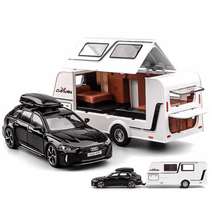 1/32 Scale Audi RS6 With RV Diecast Model Car | Premium Alloy | KAIKAMFUNG