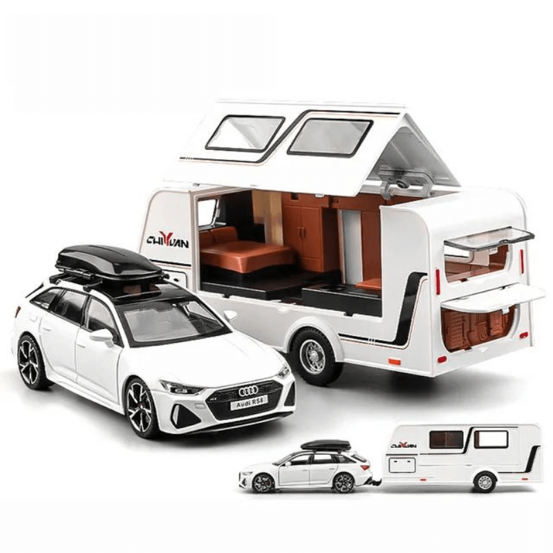 1/32 Scale Audi RS6 With RV Diecast Model Car | Premium Alloy | KAIKAMFUNG