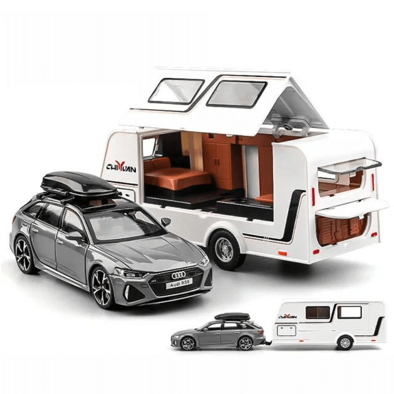 1/32 Scale Audi RS6 With RV Diecast Model Car | Premium Alloy | KAIKAMFUNG