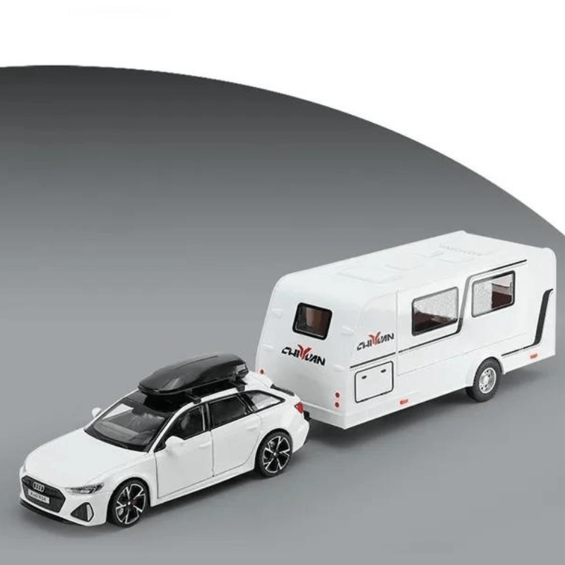 1/32 Scale Audi RS6 With RV Diecast Model Car | Premium Alloy | KAIKAMFUNG