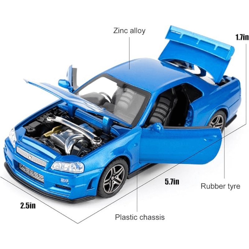 1/32 Scale Nissan GT-R R34 Die-cast Model Car | Premium Alloy | KAIKAMFUNG