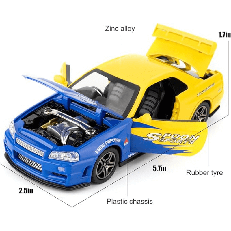 1/32 Scale Nissan GT-R R34 Die-cast Model Car | Premium Alloy | KAIKAMFUNG