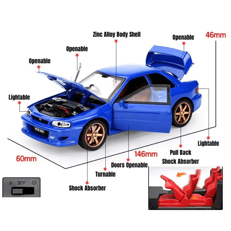 1/32 Scale Subaru Impreza WRX Die-cast Model ... | Premium Alloy | KAIKAMFUNG