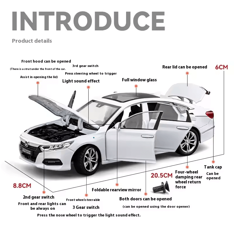 1/24 Scale Honda Accord Die-cast Model Car | Premium Alloy | KAIKAMFUNG