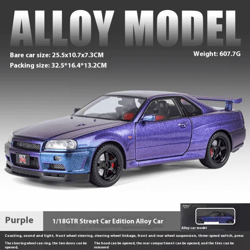 1/18 Scale Nissan Skyline GT-R R34 Die-Cast M... | Premium Alloy | KAIKAMFUNG