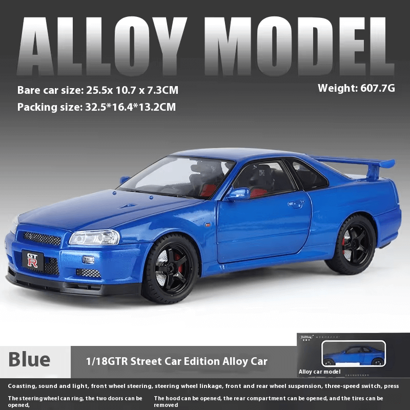 1/18 Scale Nissan Skyline GT-R R34 Die-Cast M... | Premium Alloy | KAIKAMFUNG
