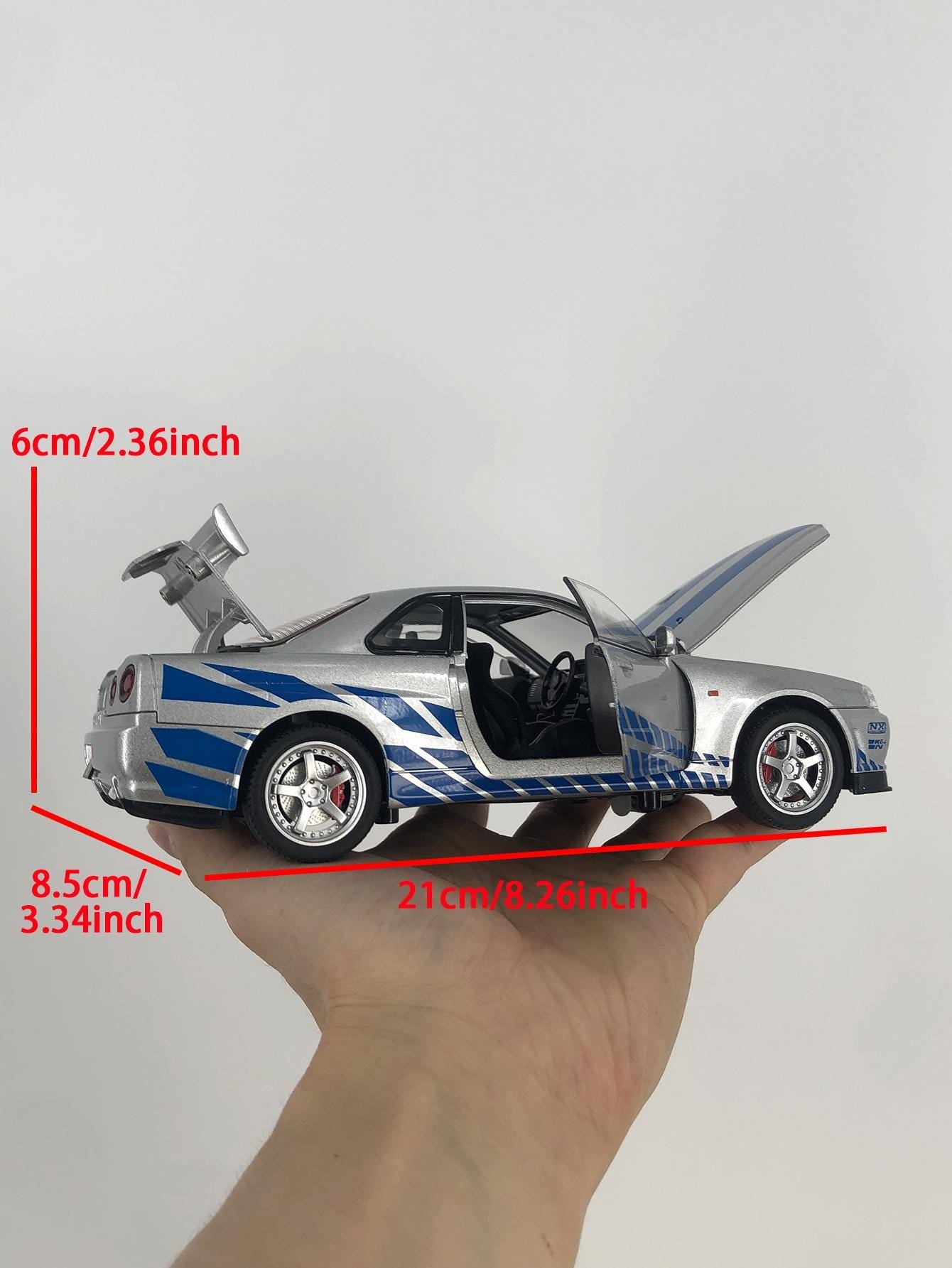 Nissan Skyline GT-R R34 Diecast Model, 1:24 Scale JDM Car Replica