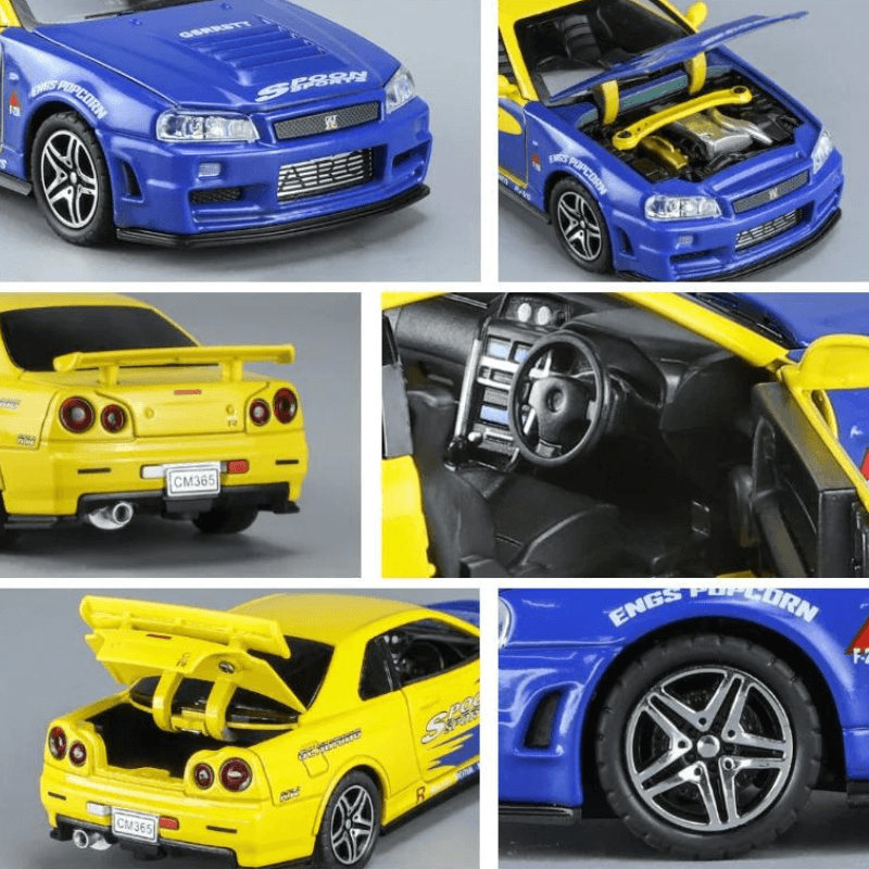 1/32 Scale Nissan GT-R R34 Die-cast Model Car | Premium Alloy | KAIKAMFUNG
