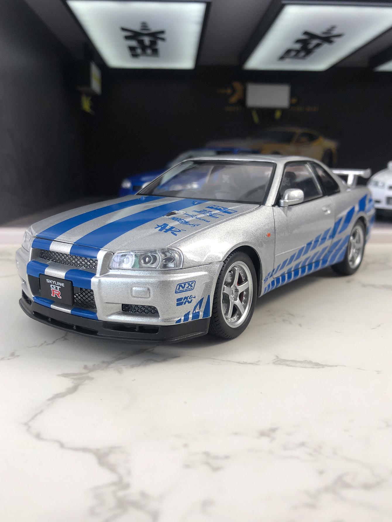 Nissan Skyline GT-R R34 Diecast Model, 1:24 Scale JDM Car Replica