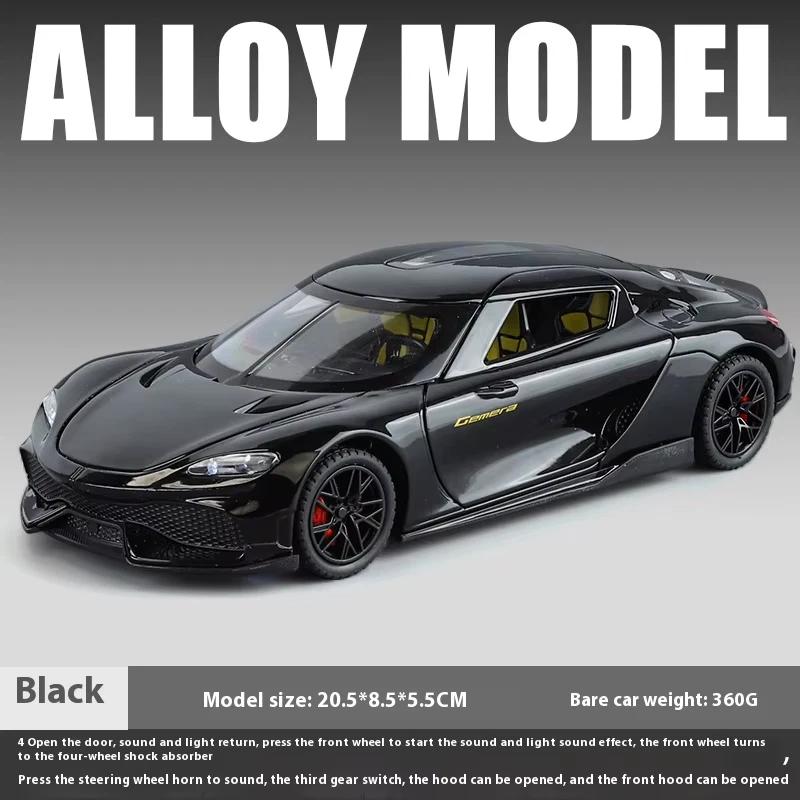 1:24 Gemera GT Super Sport Car Alloy Diecast Metal Model Car Sound & Light Hobby | KAIKAMFUNG