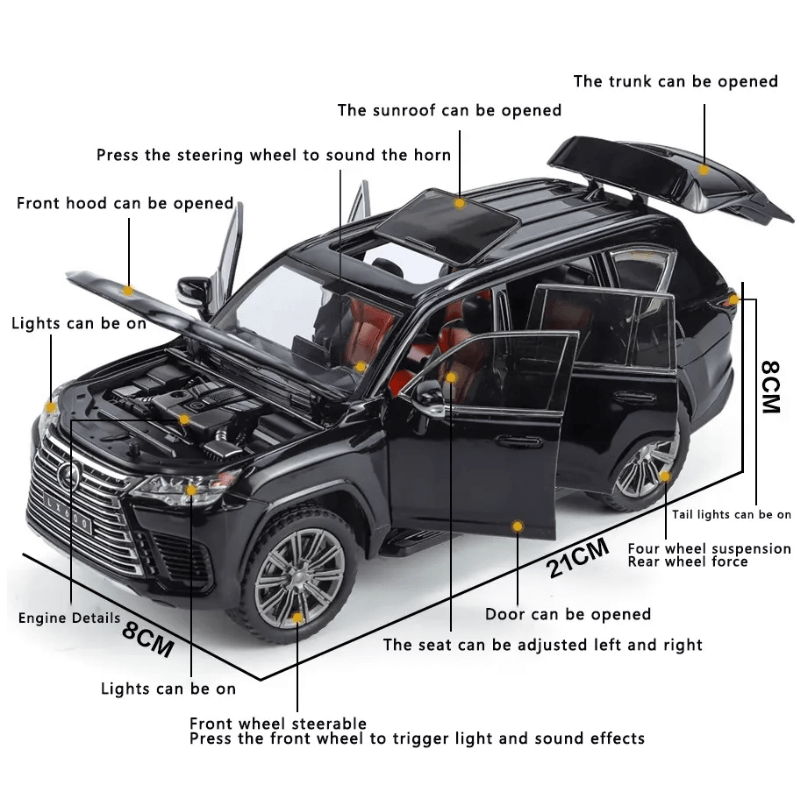 1/24 Scale Lexus LX600 Full Open Die-cast Mod... | Premium Alloy | KAIKAMFUNG