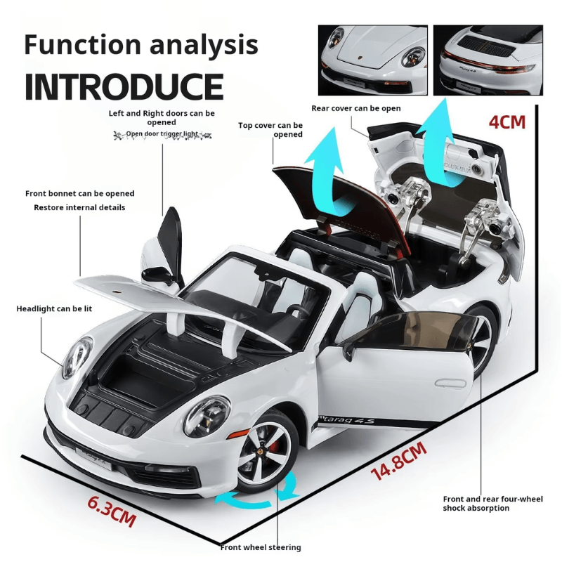 1/32 Scale Porsche 911 Targa Convertible Die-cast Model Car
