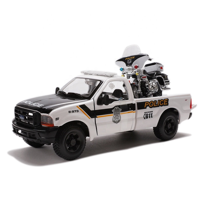 1:24 Ford F1 F350 Chevrolet 3100 Pickup + Motorcycle | Premium Alloy Die-cast Model | KAIKAMFUNG