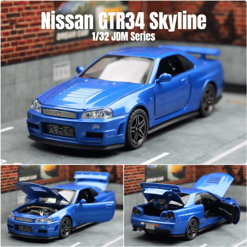 1/32 Scale Nissan GT-R R34 Die-cast Model Car | Premium Alloy | KAIKAMFUNG