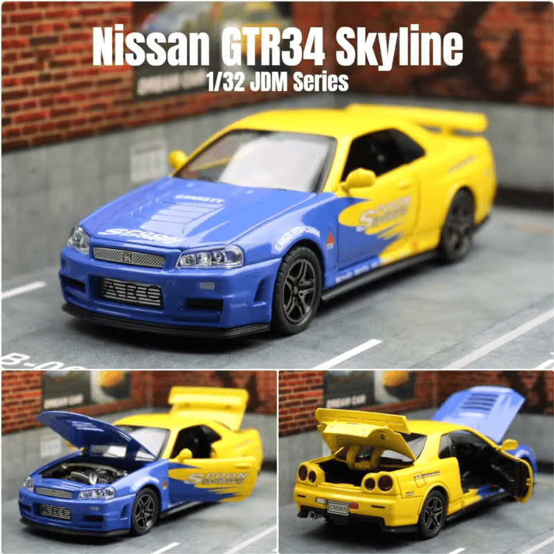 1/32 Scale Nissan GT-R R34 Die-cast Model Car | Premium Alloy | KAIKAMFUNG
