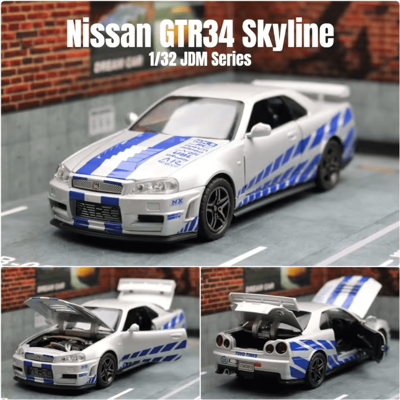 1/32 Scale Nissan GT-R R34 Die-cast Model Car | Premium Alloy | KAIKAMFUNG