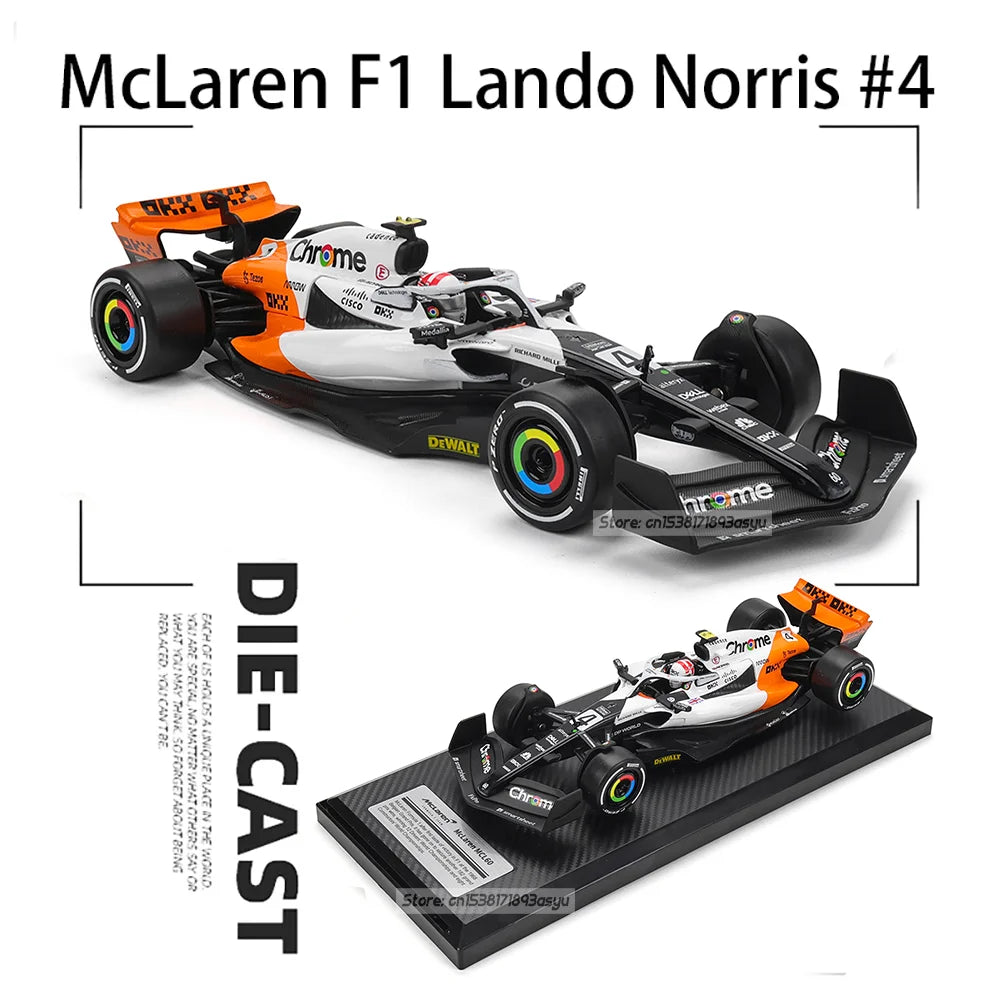 1:24 McLaren F1 White Monaco version 2023 MCL60 4# Lando Norris 81# Oscar Piastri
