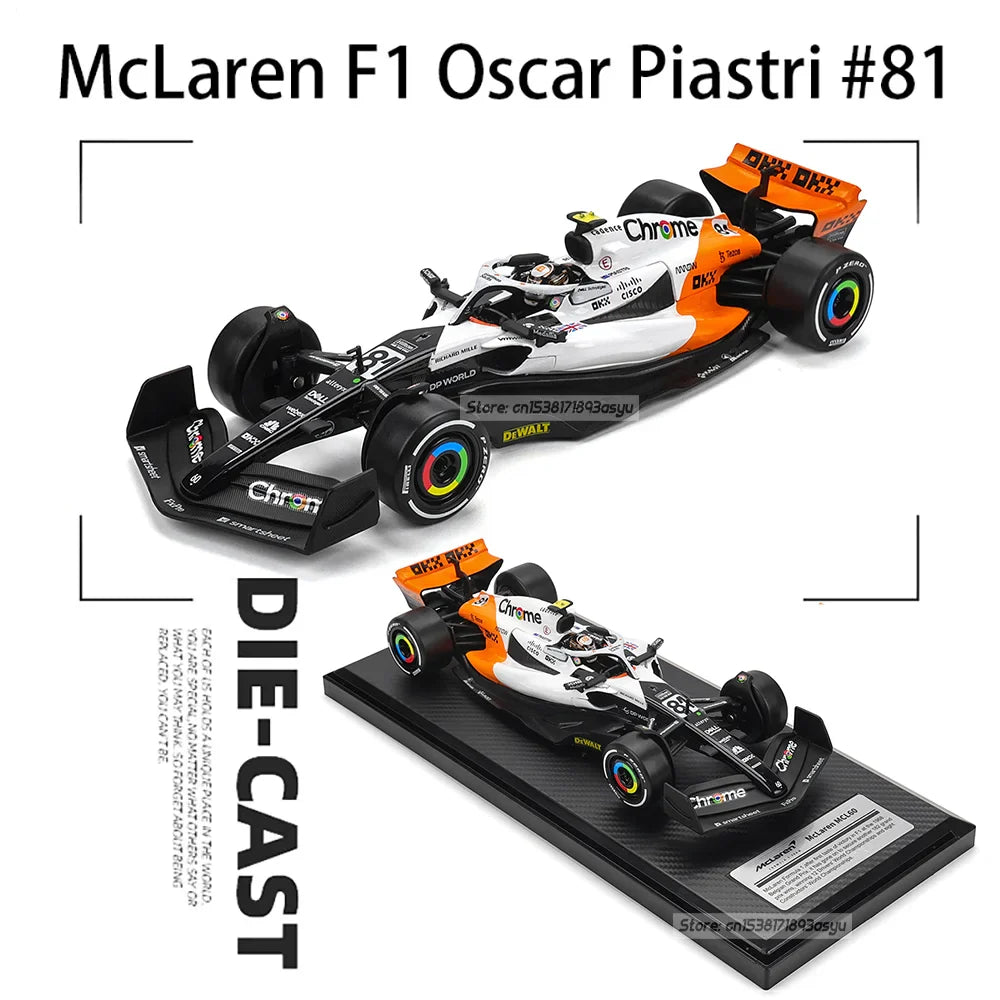 1:24 McLaren F1 White Monaco version 2023 MCL60 4# Lando Norris 81# Oscar Piastri