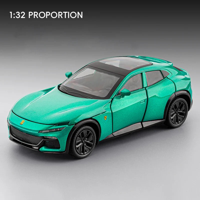 1:32 Purosangues FUV SUV Alloy Sports Car Model Diecast Metal Racing Car Vehicles Model Simulation Sound and Light Kids Toy Gift