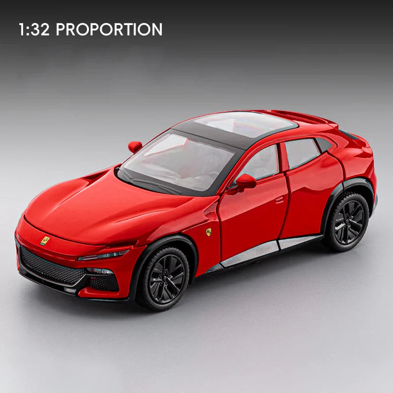 1:32 Purosangues FUV SUV Alloy Sports Car Model Diecast Metal Racing Car Vehicles Model Simulation Sound and Light Kids Toy Gift