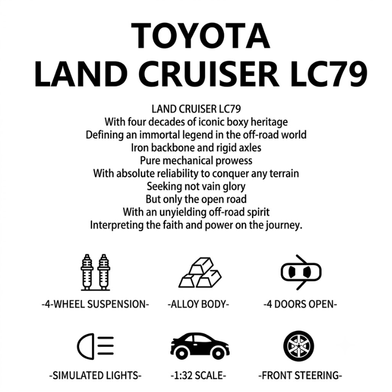 1/32 Scale Toyota Land Cruiser 79 Die-cast Model Car
