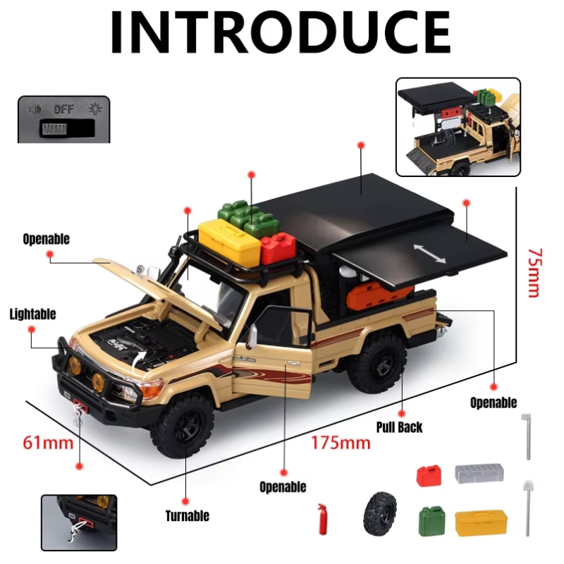 1/32 Scale Toyota Land Cruiser 79 Die-cast Model Car