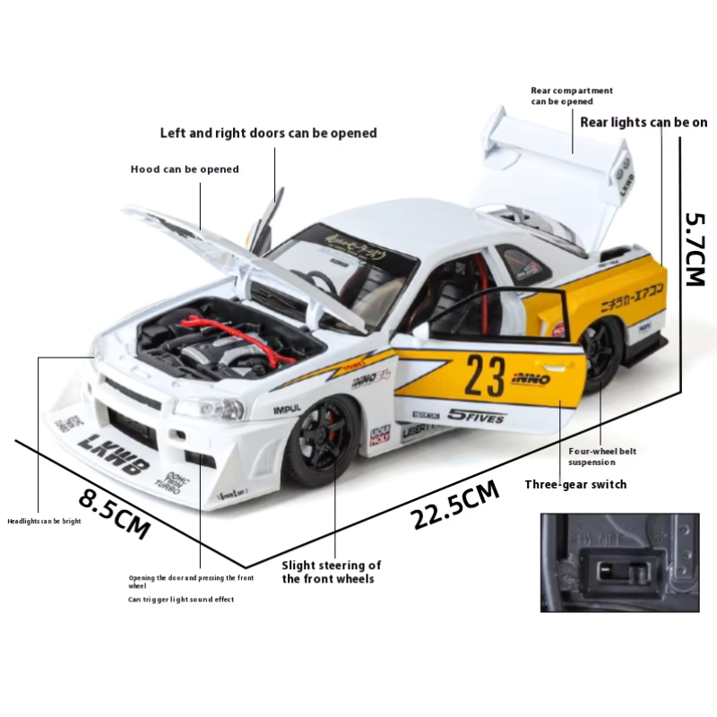 1/24 Scale Nissan Skyline GT-R R34 Die-cast M... | Premium Alloy | KAIKAMFUNG