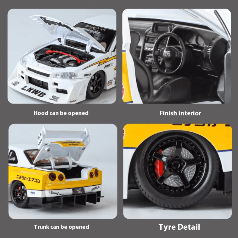 1/24 Scale Nissan Skyline GT-R R34 Die-cast M... | Premium Alloy | KAIKAMFUNG