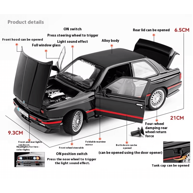 1/24 Scale BMW E30 M3 Die-cast Model Car | Premium Alloy | KAIKAMFUNG